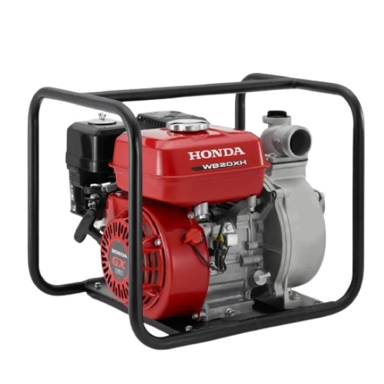 Motobomba autocebante HONDA WB20XH2 DR con motor GX160 en chasis de protección negro. Ideal para el movimiento de agua con caudal máximo de 670 litros por minuto.